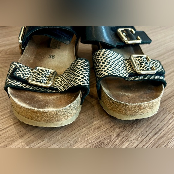 Mephisto Lissandra Comfort Wedge Sandals Women Size 36 US 6 Black Adjustable - Picture 2 of 7